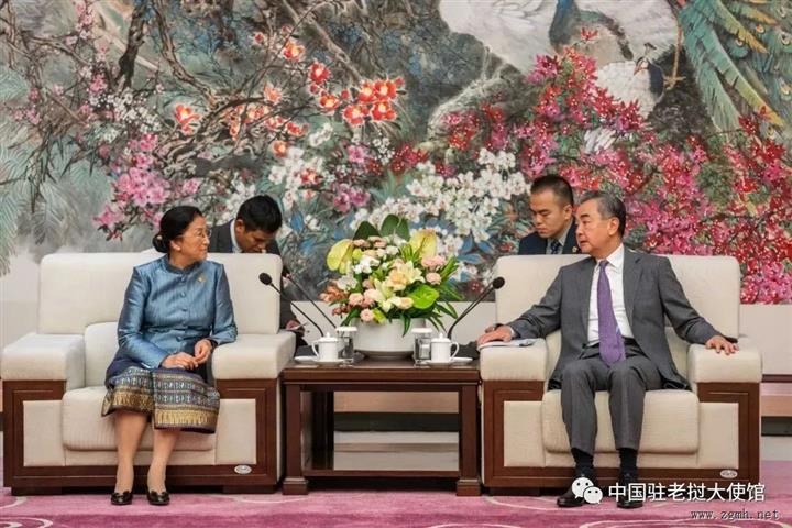 王毅会见老挝国家副主席巴妮