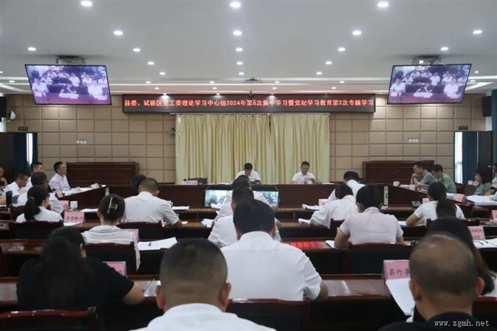 县委、试验区党工委理论学习中心组举行2024年第6次集中学习暨党纪学习教育第2次专题学习