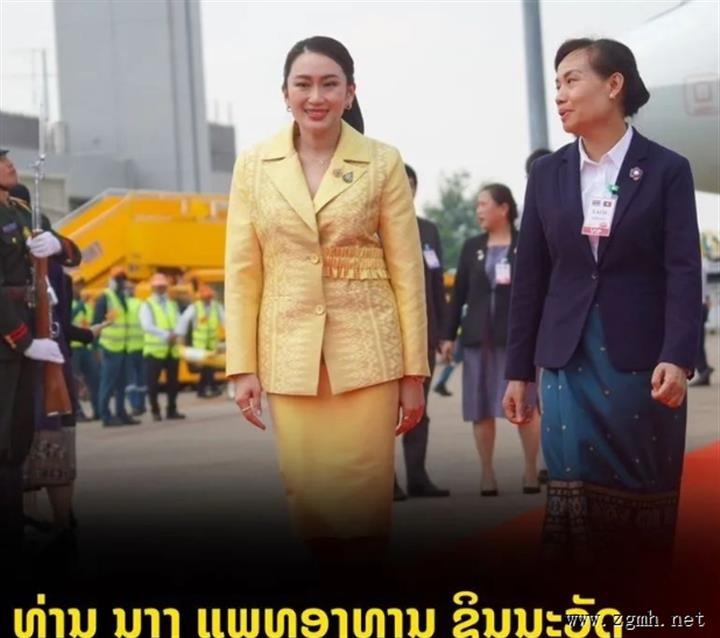 泰国总理佩通坦抵达万象会见老挝总理宋赛