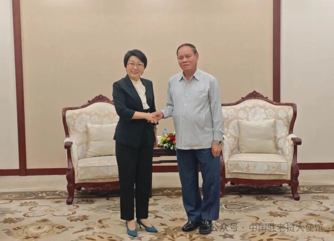 方虹大使拜会老挝党中央书记处常务书记维莱     