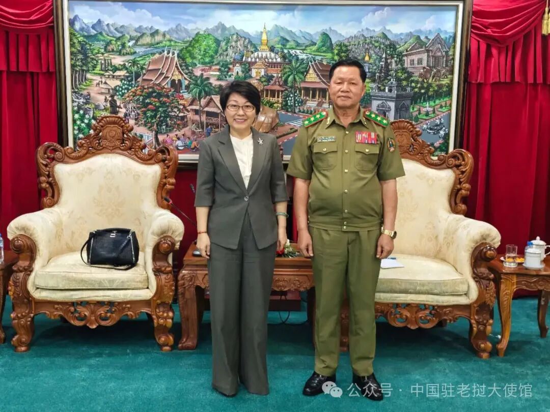 方虹大使会见老挝公安部部长万通